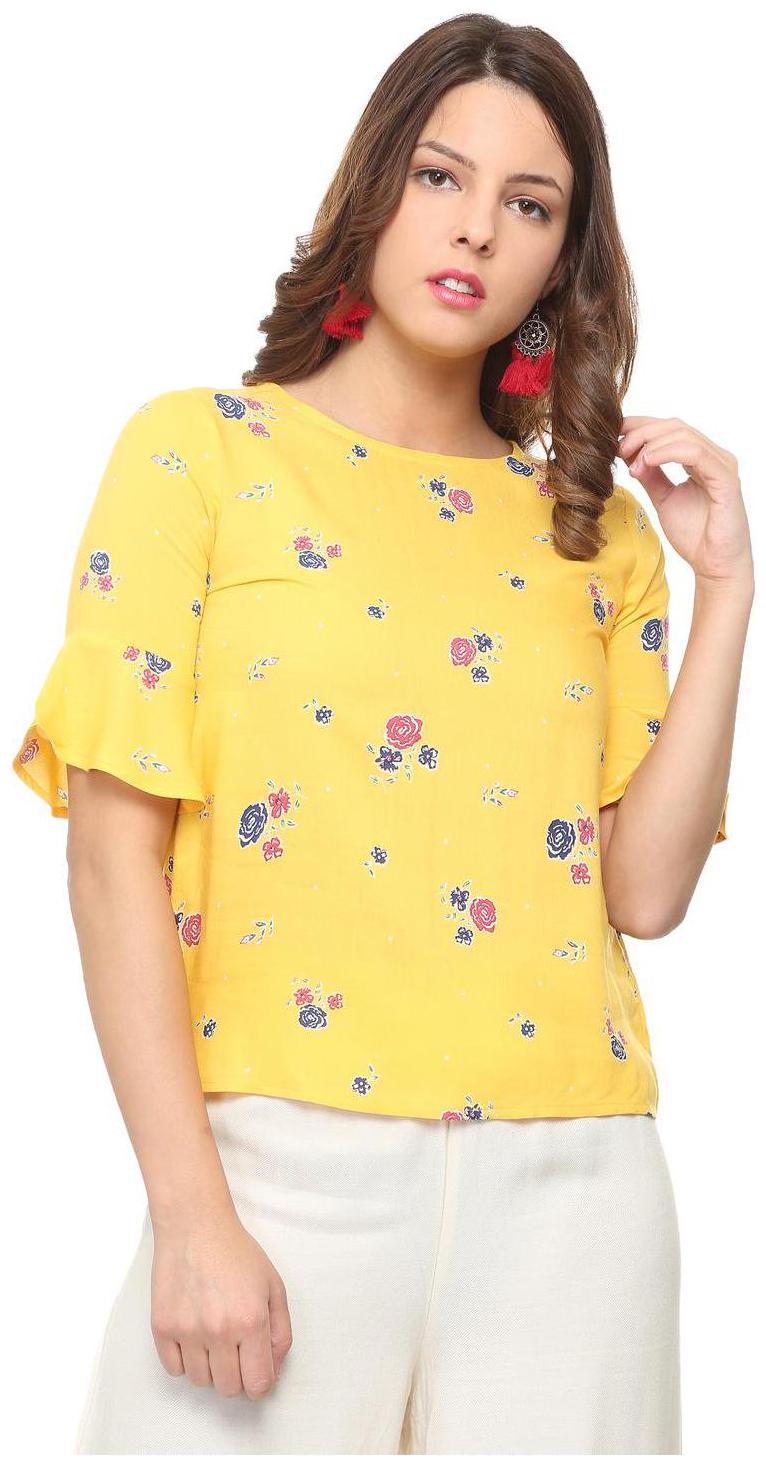 

People Women Printed Regular top - Yellow