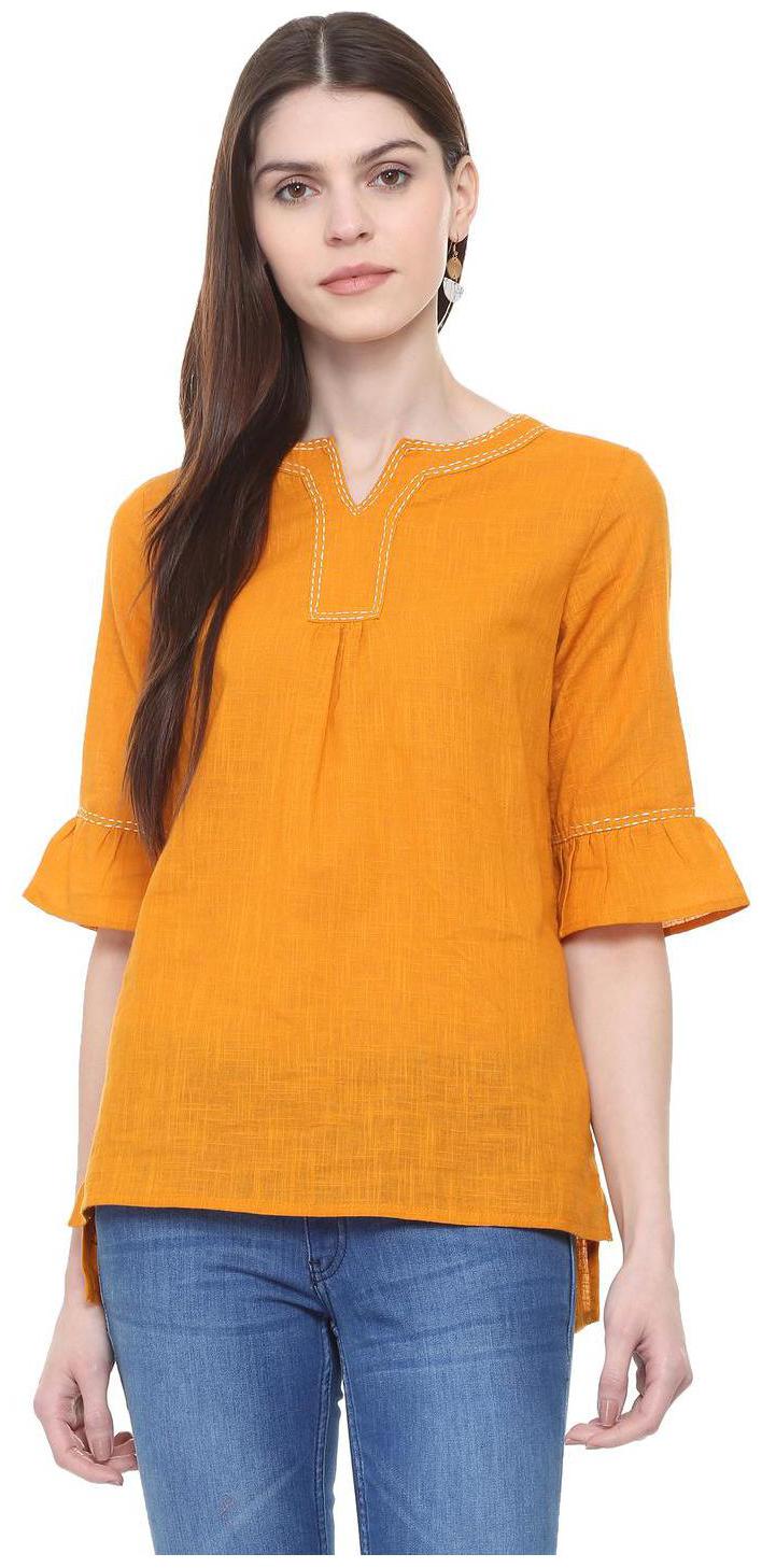 

People Women Solid Regular top - Yellow