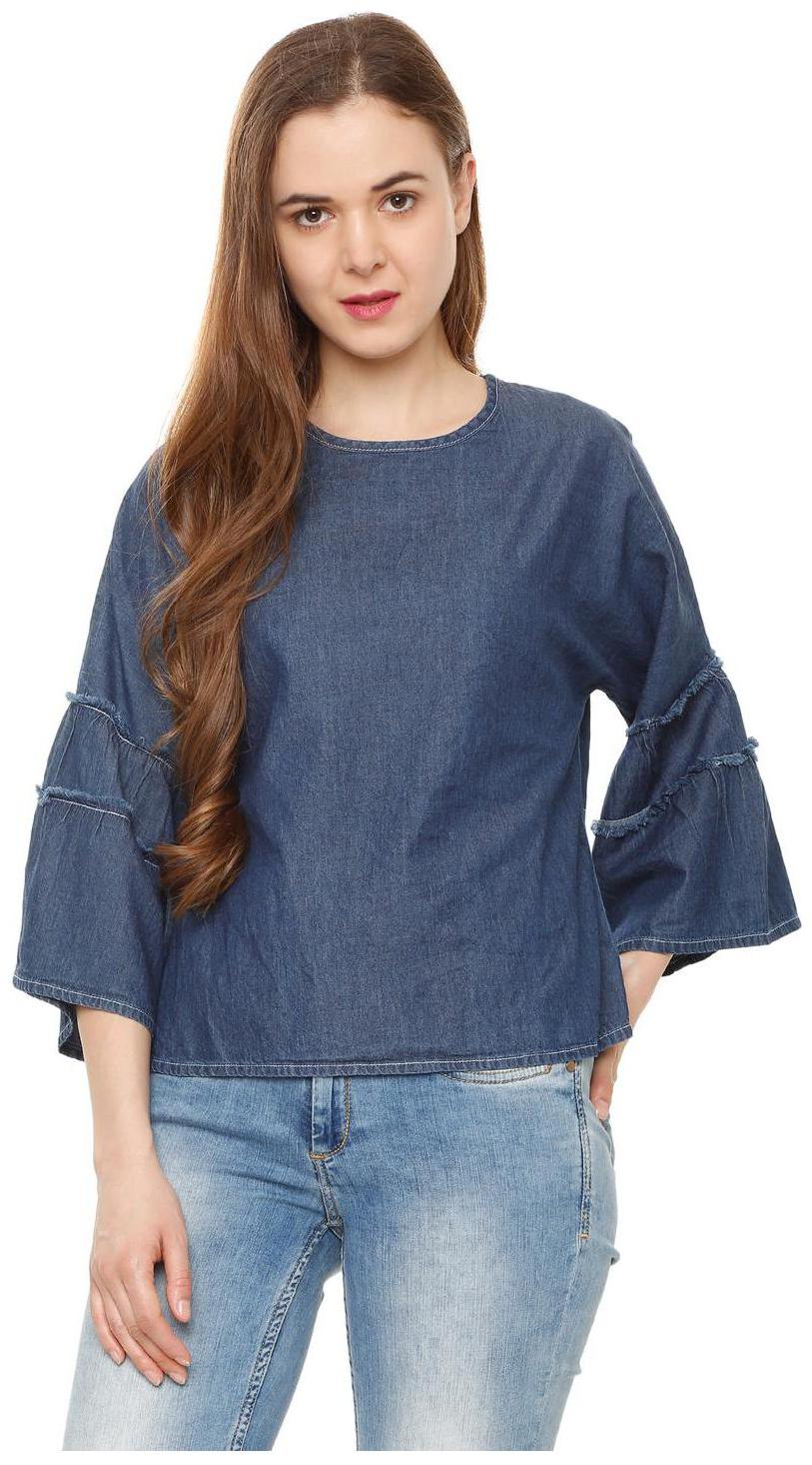 

People Women Self design Regular top - Blue