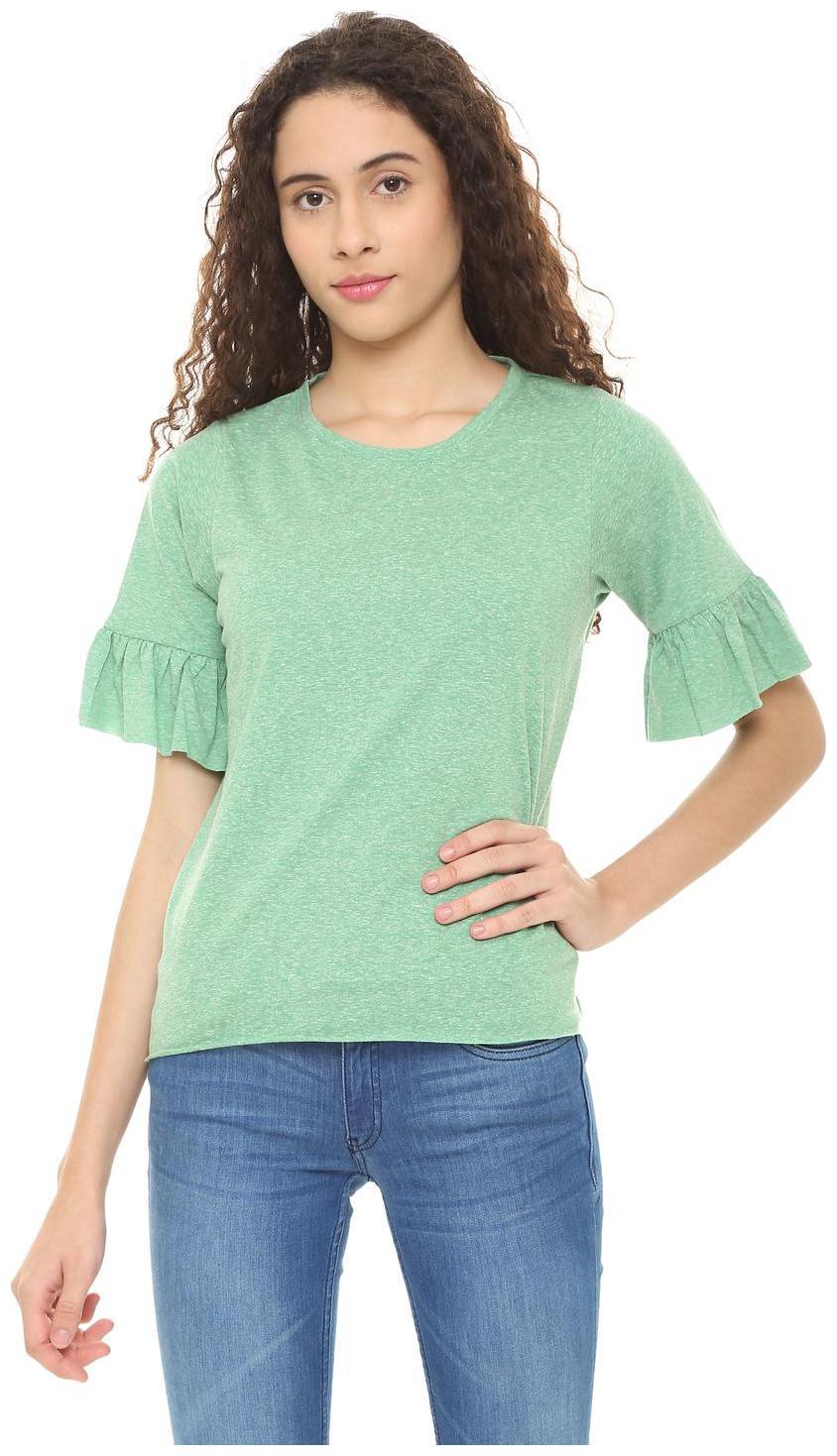 

People Women Self design Regular top - Green