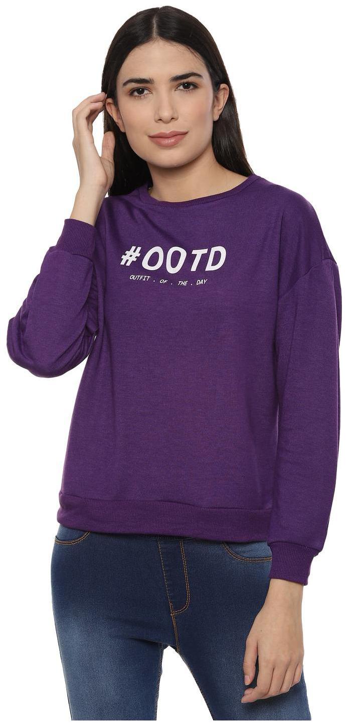 

People Women Printed Sweatshirt - Purple