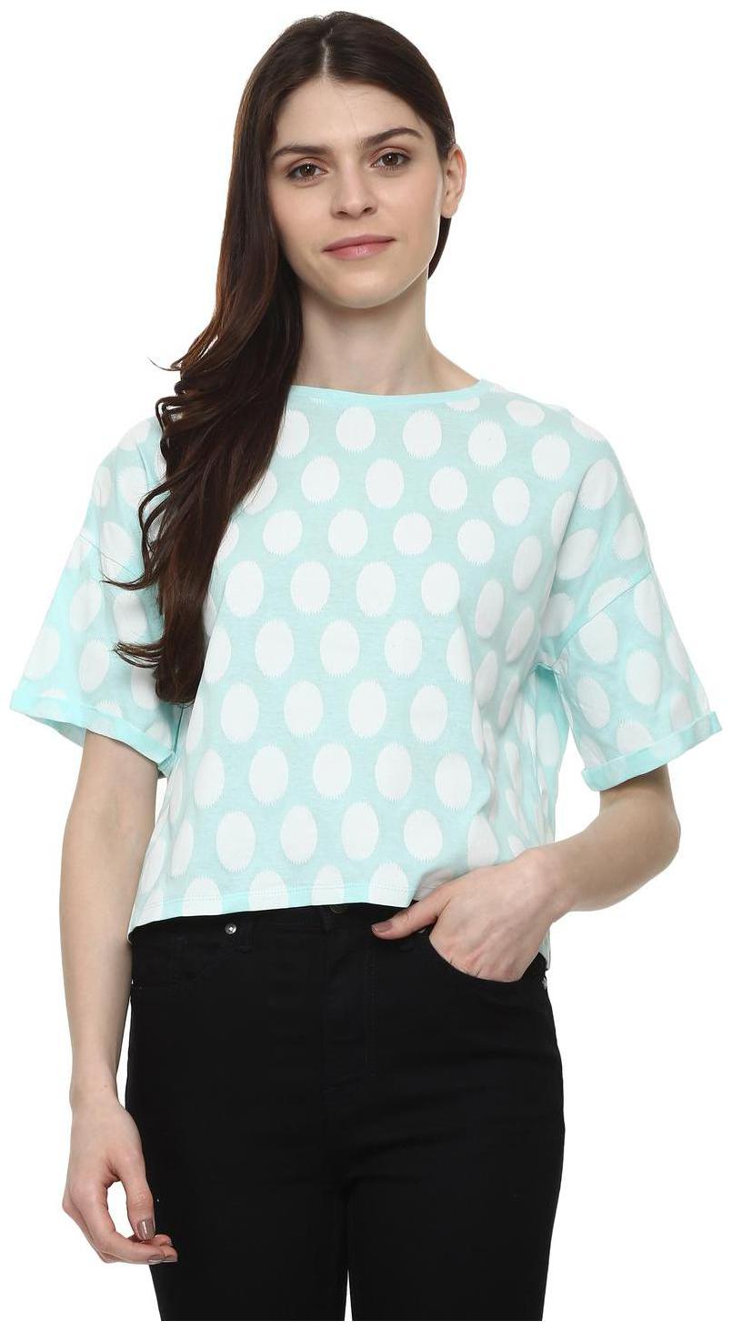 

People Women Printed Regular top - Blue