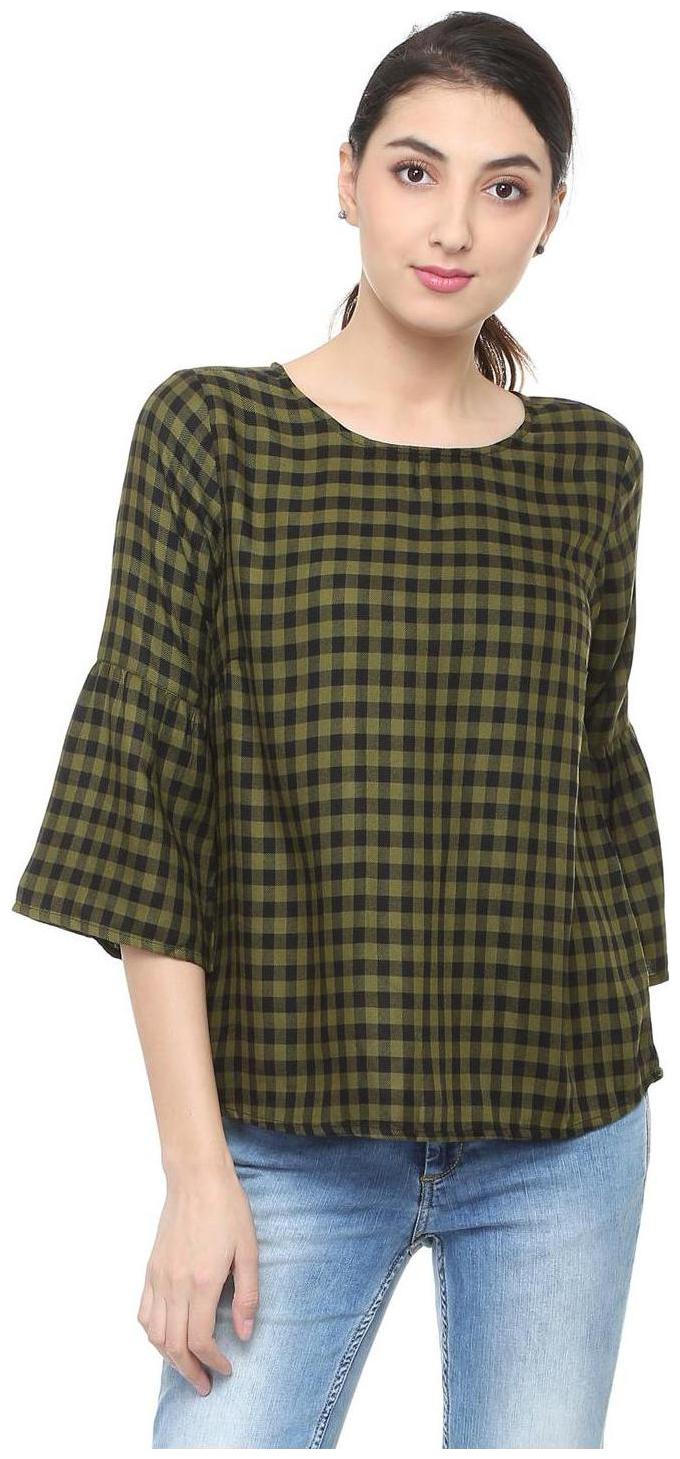 

People Women Checked Regular tunic - Green