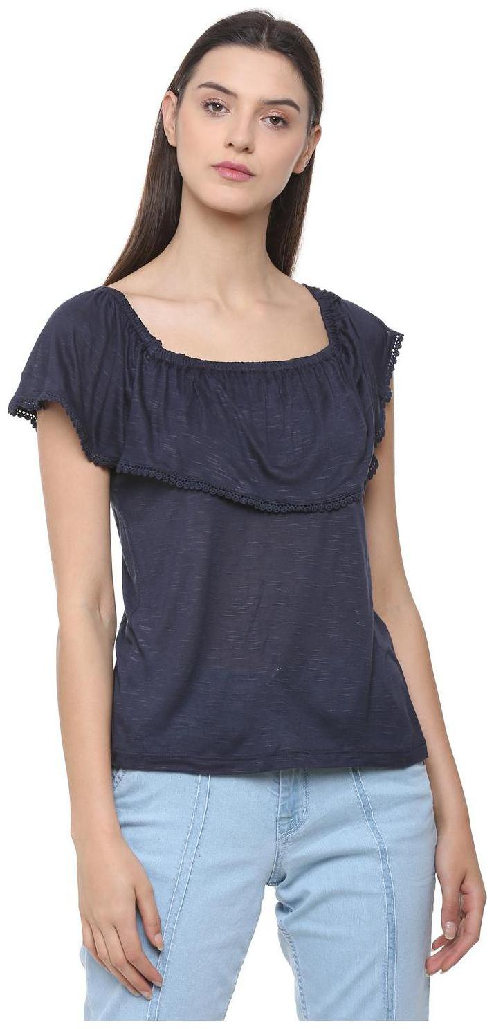 

People Women Self design Regular top - Blue
