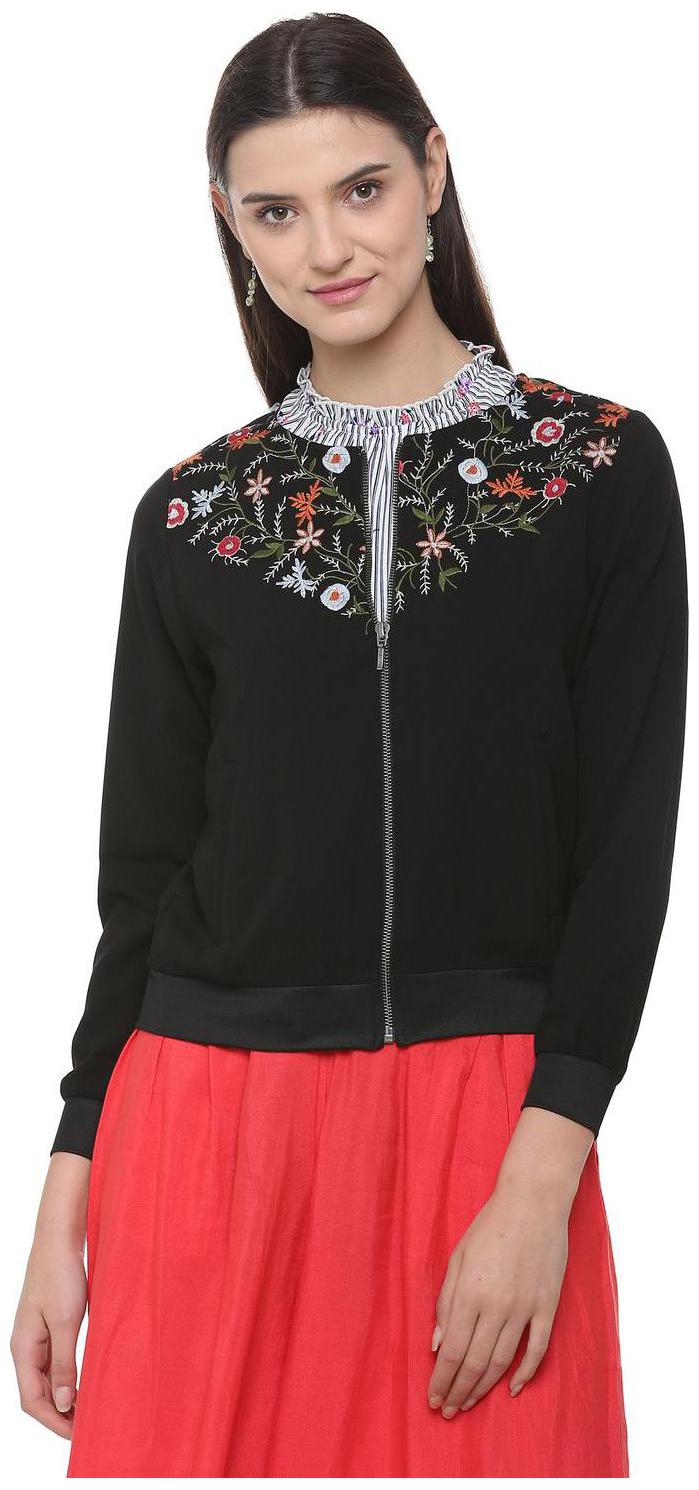 

People Women Solid Regular Jacket - Black
