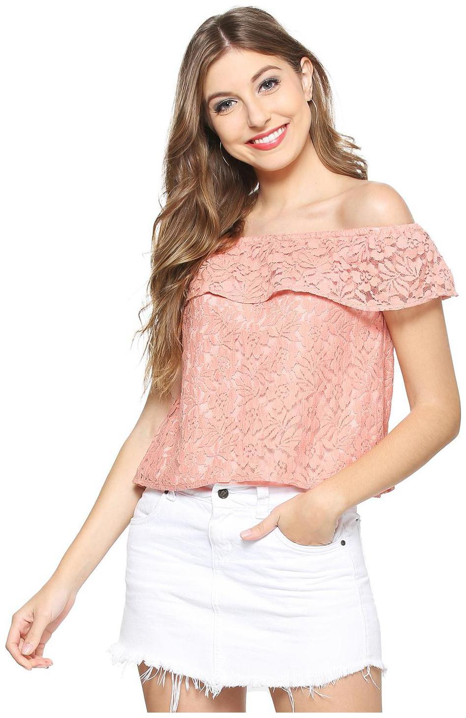 

People Women Self design Regular top - Pink
