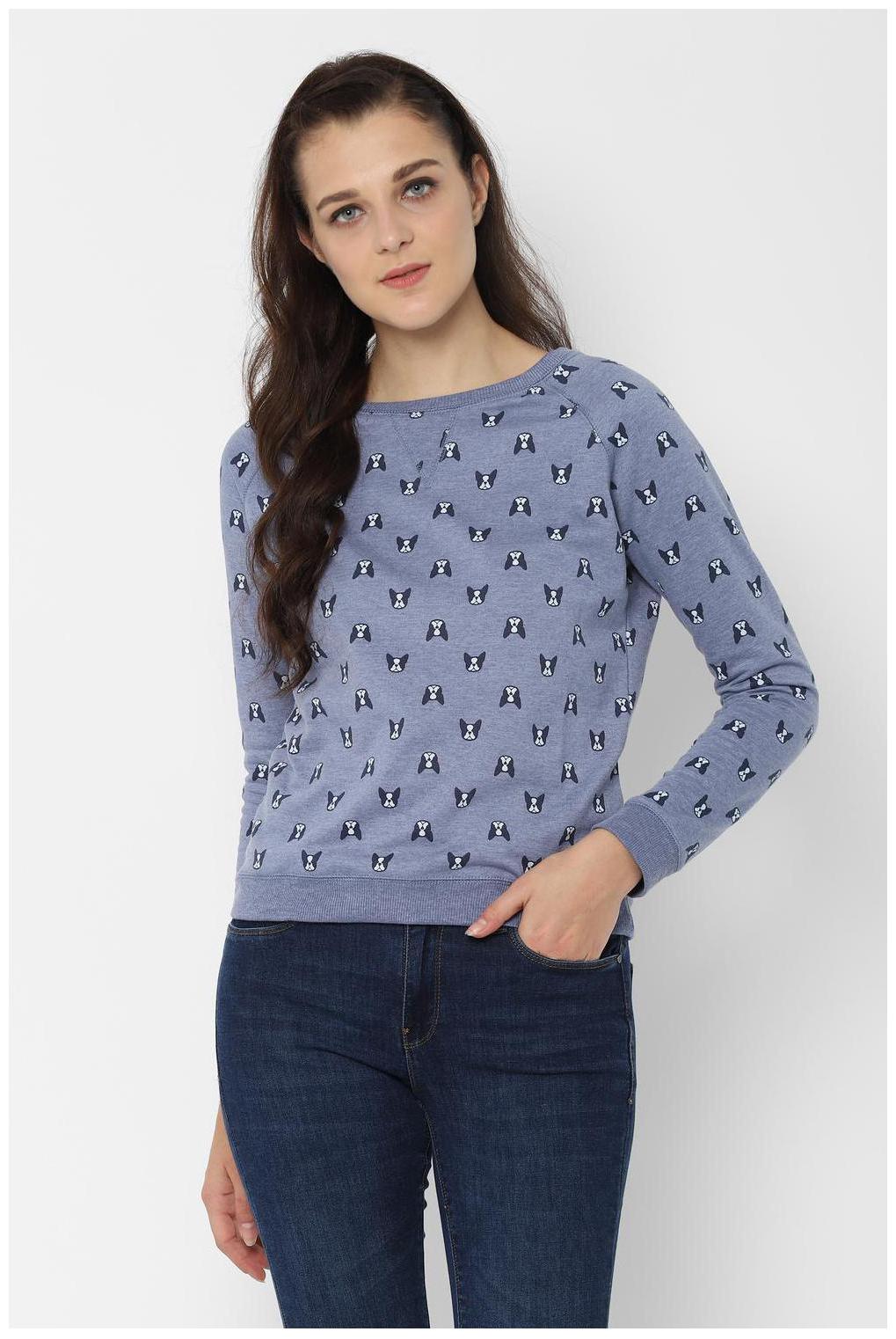 

People Women Printed Hoodie - Blue