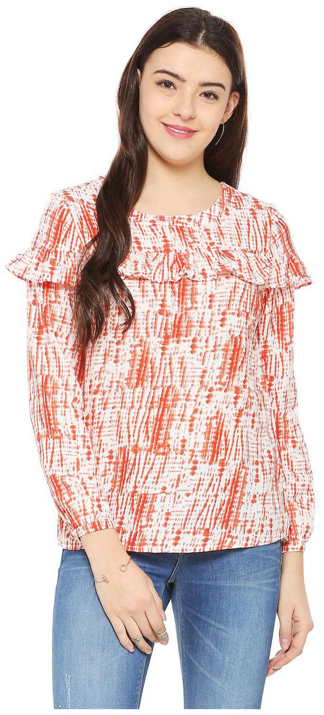

People Women Printed Regular top - Orange