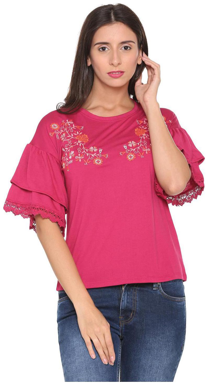 

People Women Embroidered Regular top - Pink