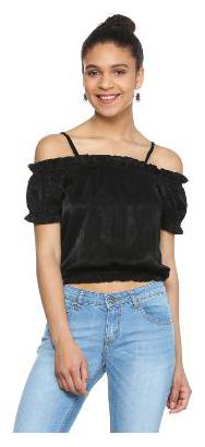 

People Women Printed Regular top - Black