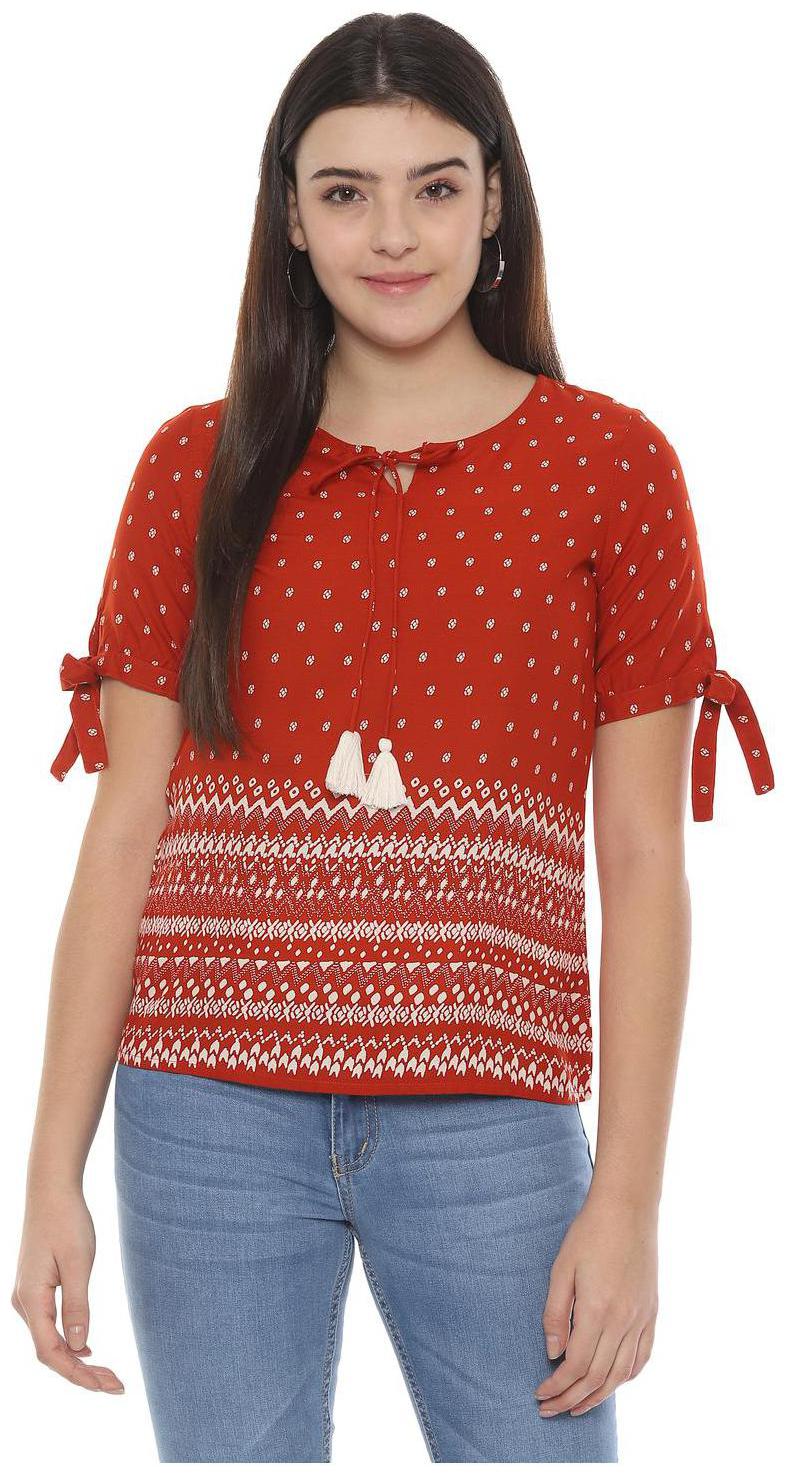 

People Women Printed Regular top - Red