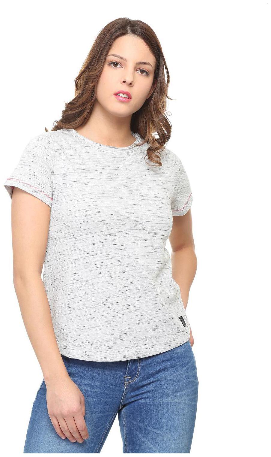 

People Women Self design Regular top - Grey