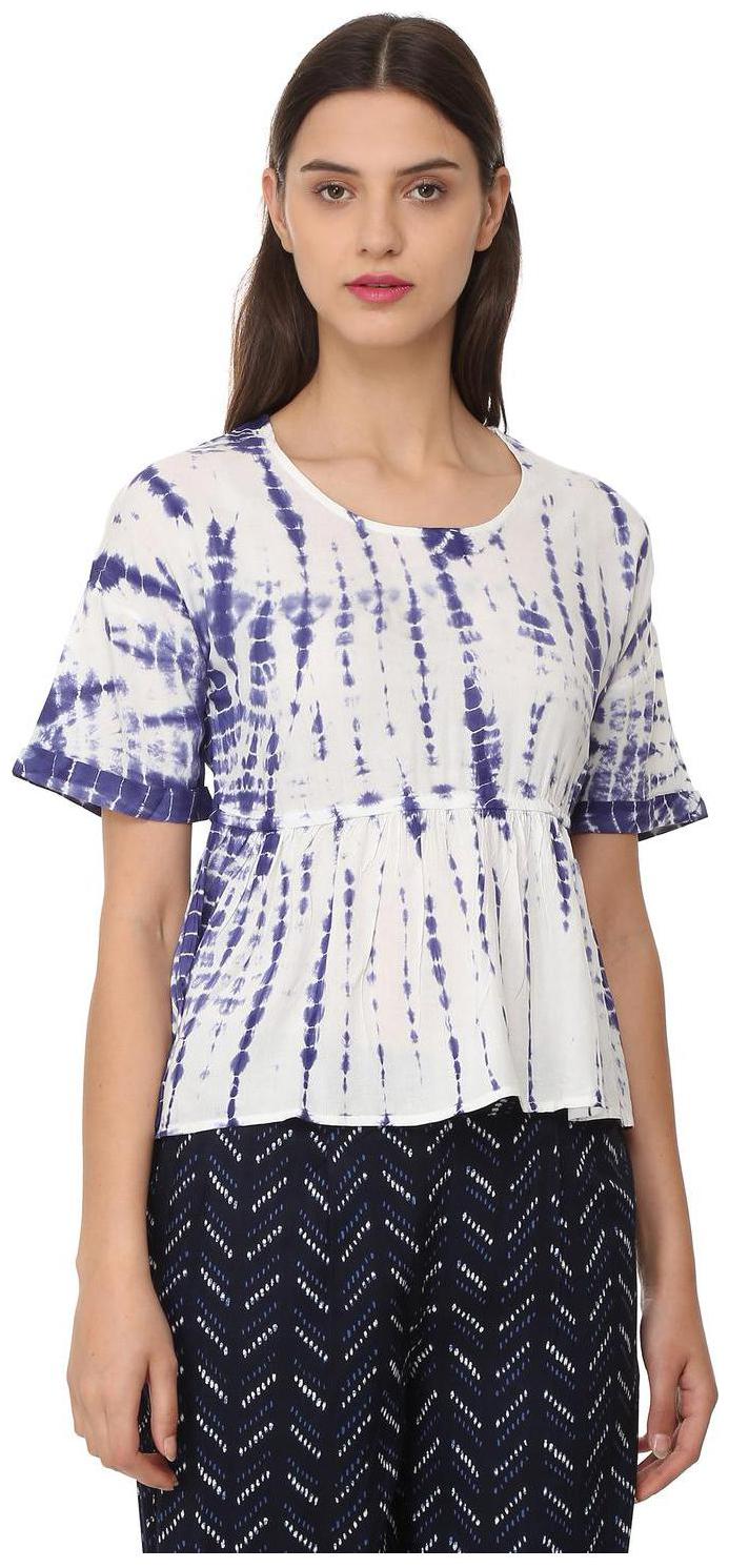 

People Women Printed Regular top - Blue