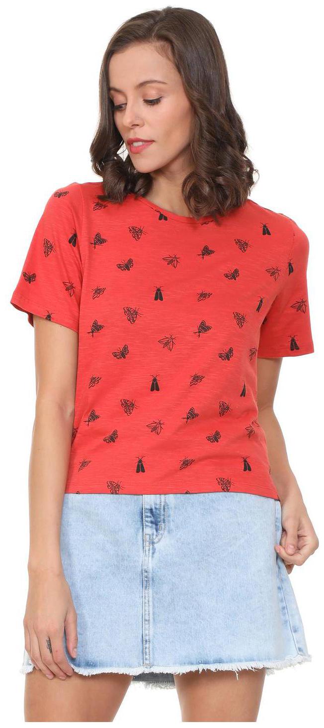 

People Women Red Regular fit Round neck Cotton T shirt