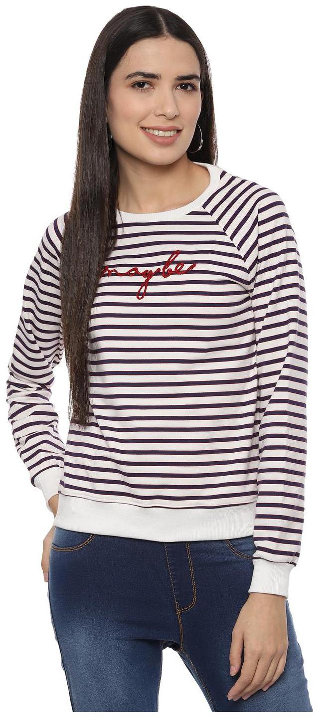 

People Women Striped Sweatshirt - White