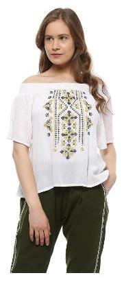 

People Women Embroidered Regular top - White
