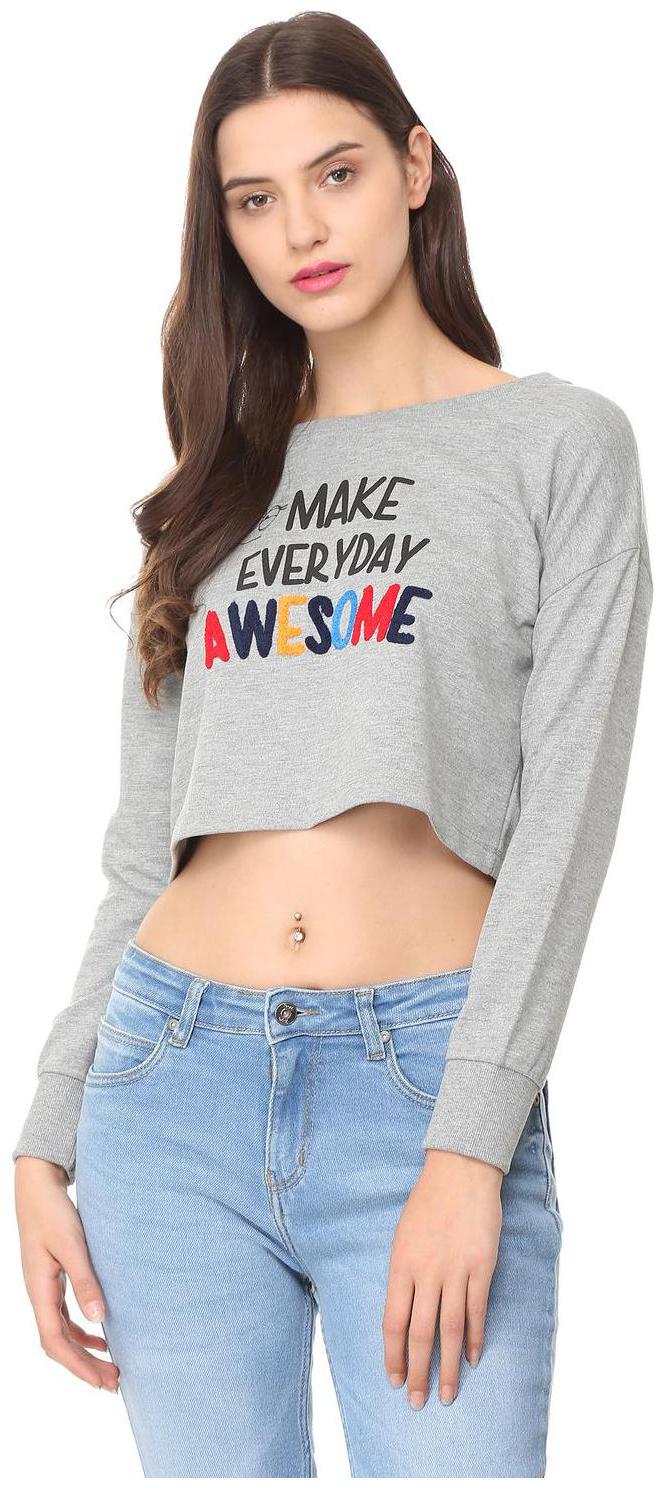 

People Women Printed Sweatshirt - Grey
