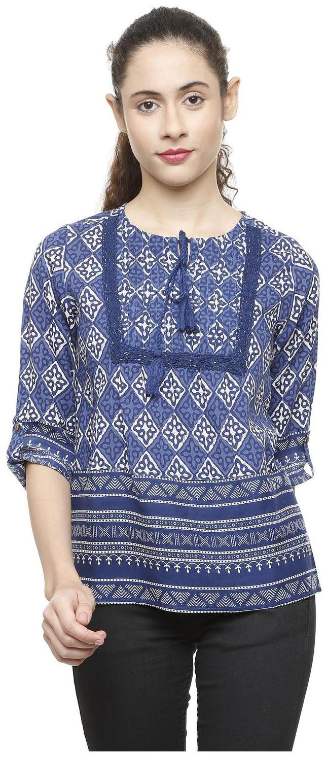 

People Women Printed Regular top - Blue