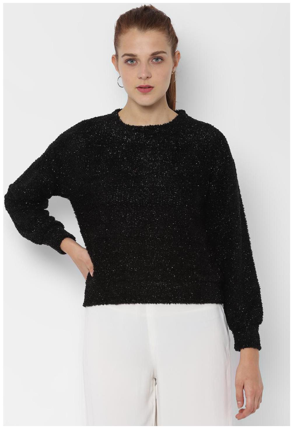 

People Women Self design Regular top - Black