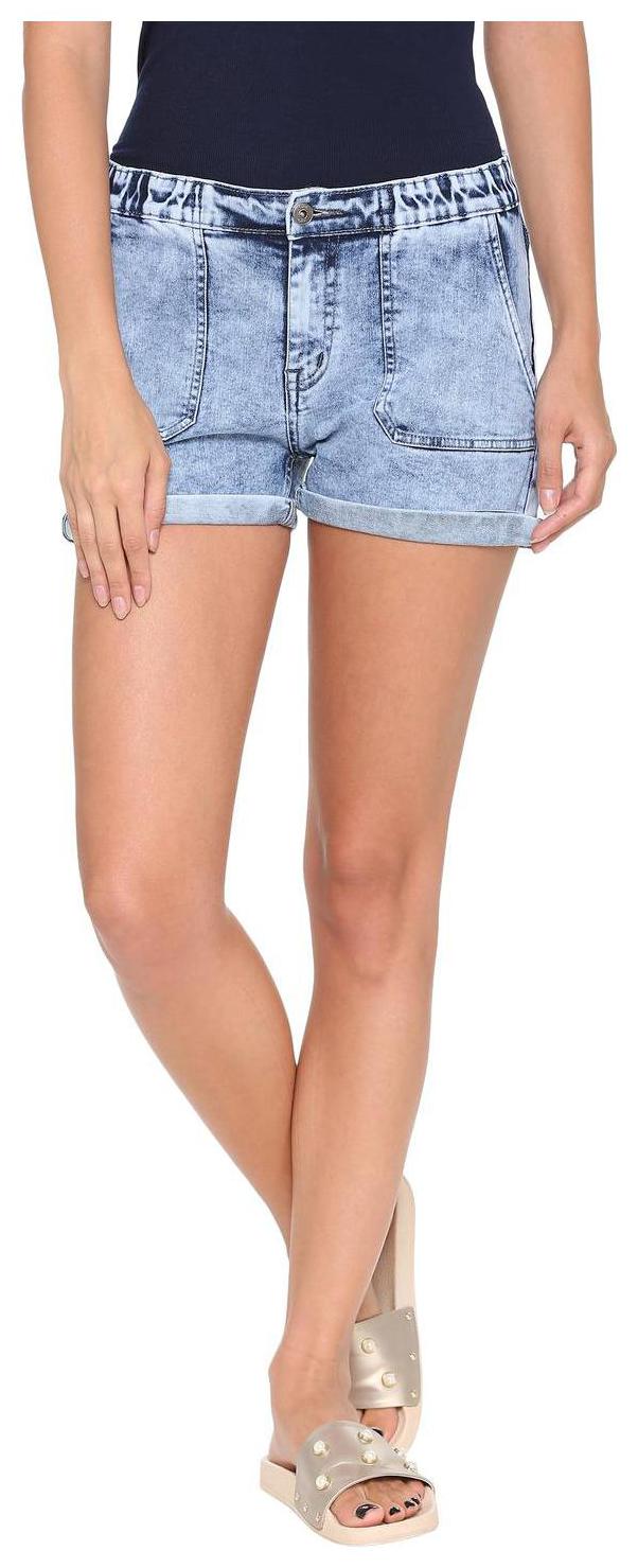 

People Women Solid Regular shorts - Blue