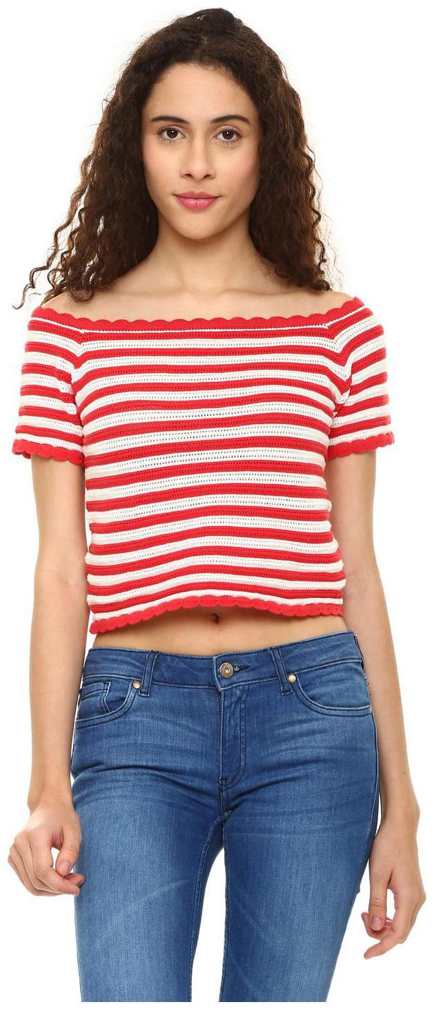 

People Women Striped Regular top - Red