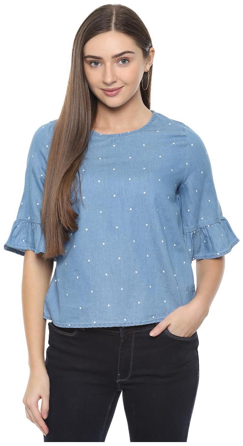 

People Women Printed Regular top - Blue