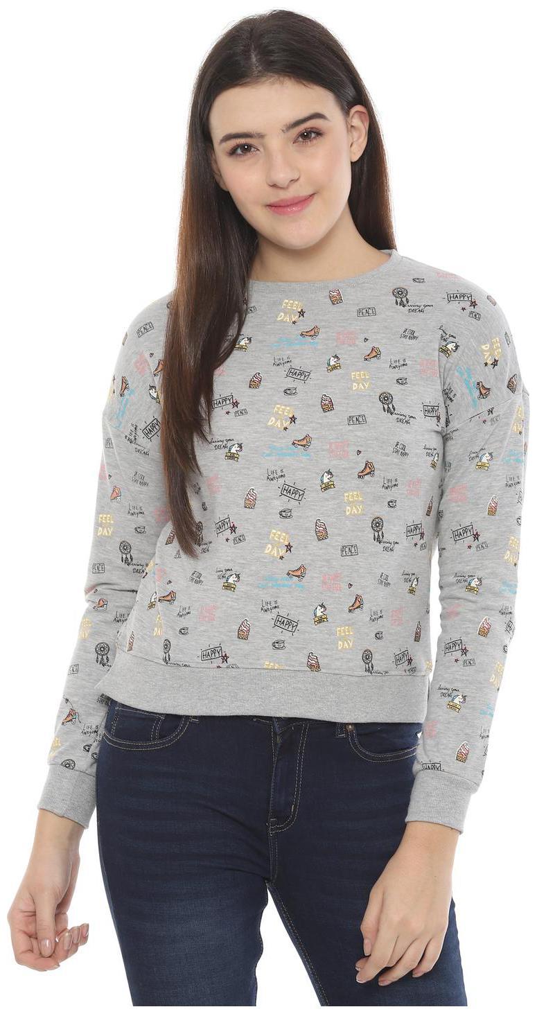 

People Women Printed Sweatshirt - Grey