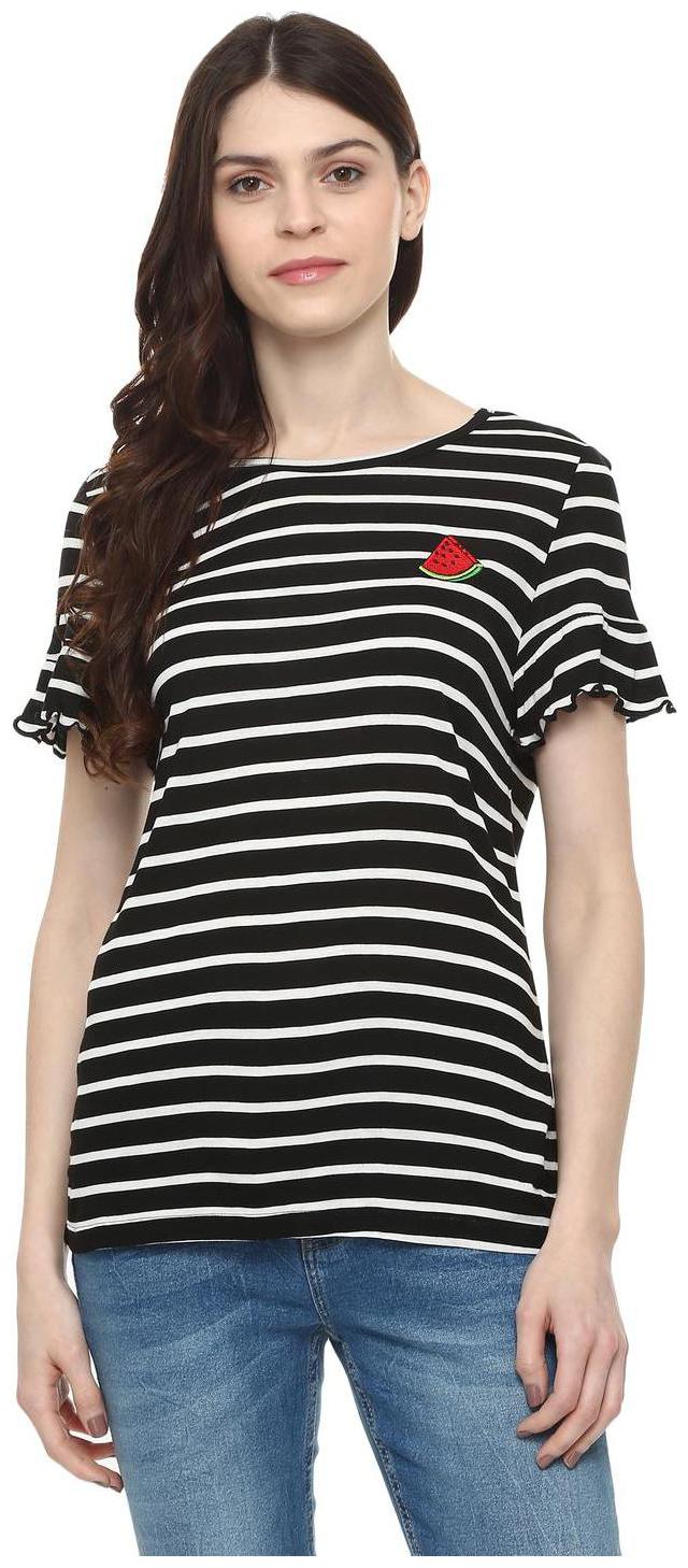 

People Women Striped Regular top - Black