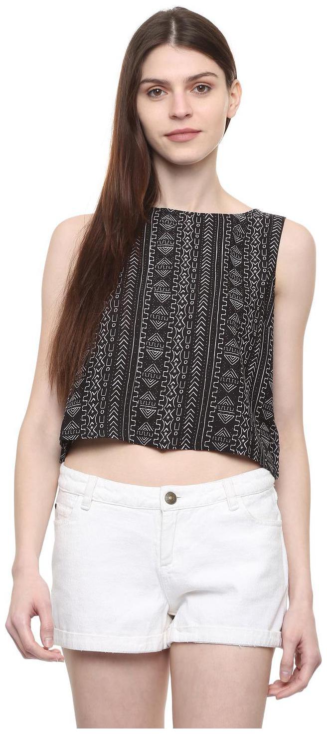 

People Women Printed Regular top - Black