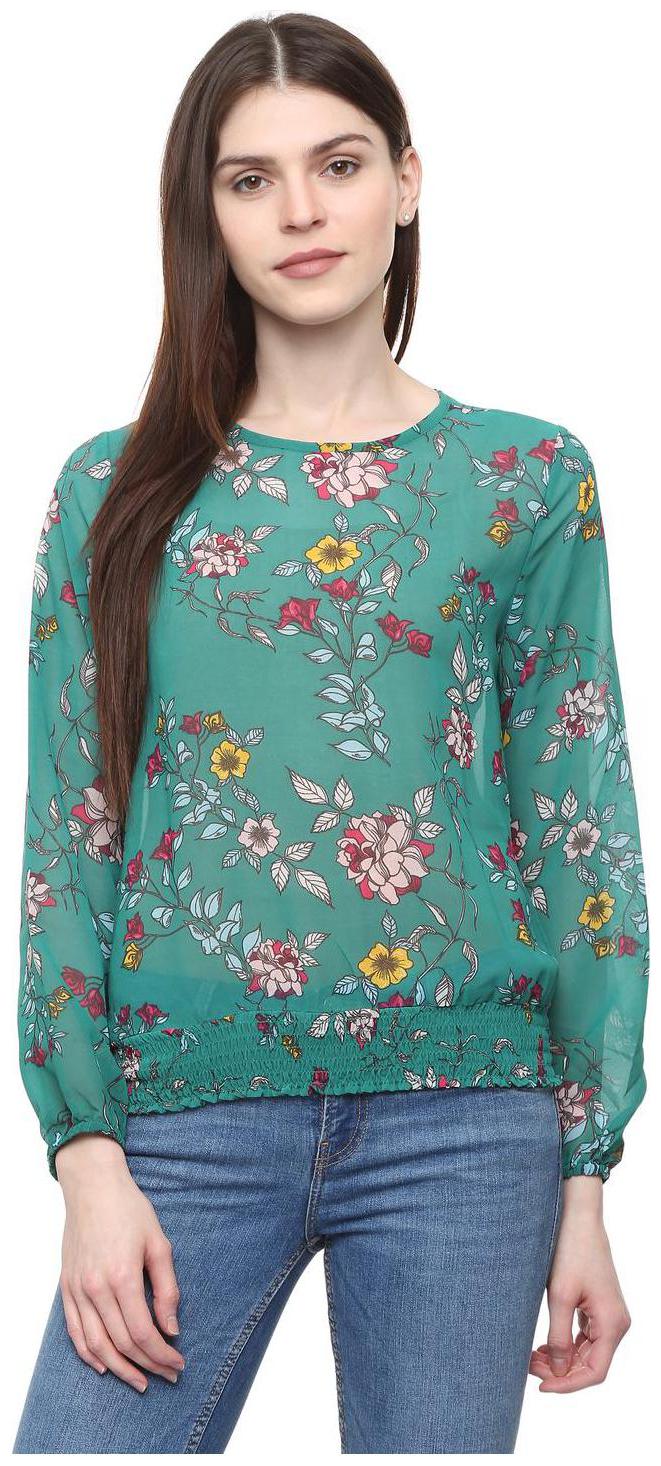 

People Women Printed Regular top - Green