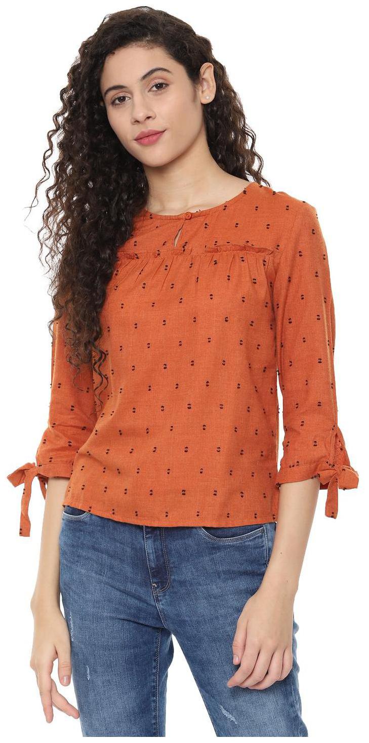 

People Women Printed Regular top - Orange