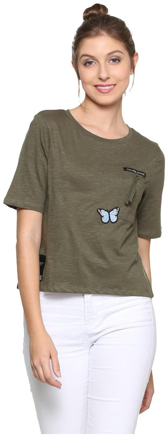 

People Women Solid Regular top - Green