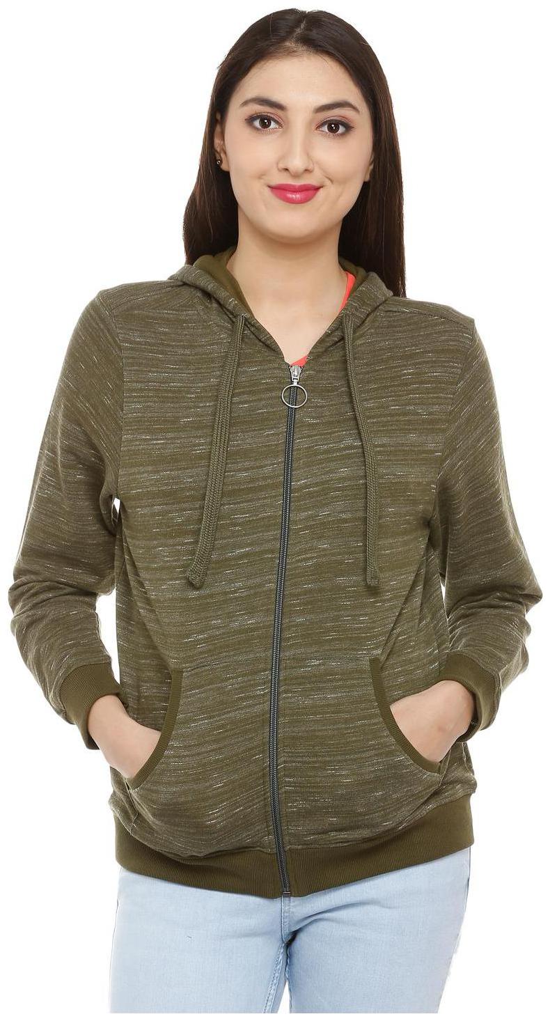 

People Women Self Design Bomber Jacket - Green