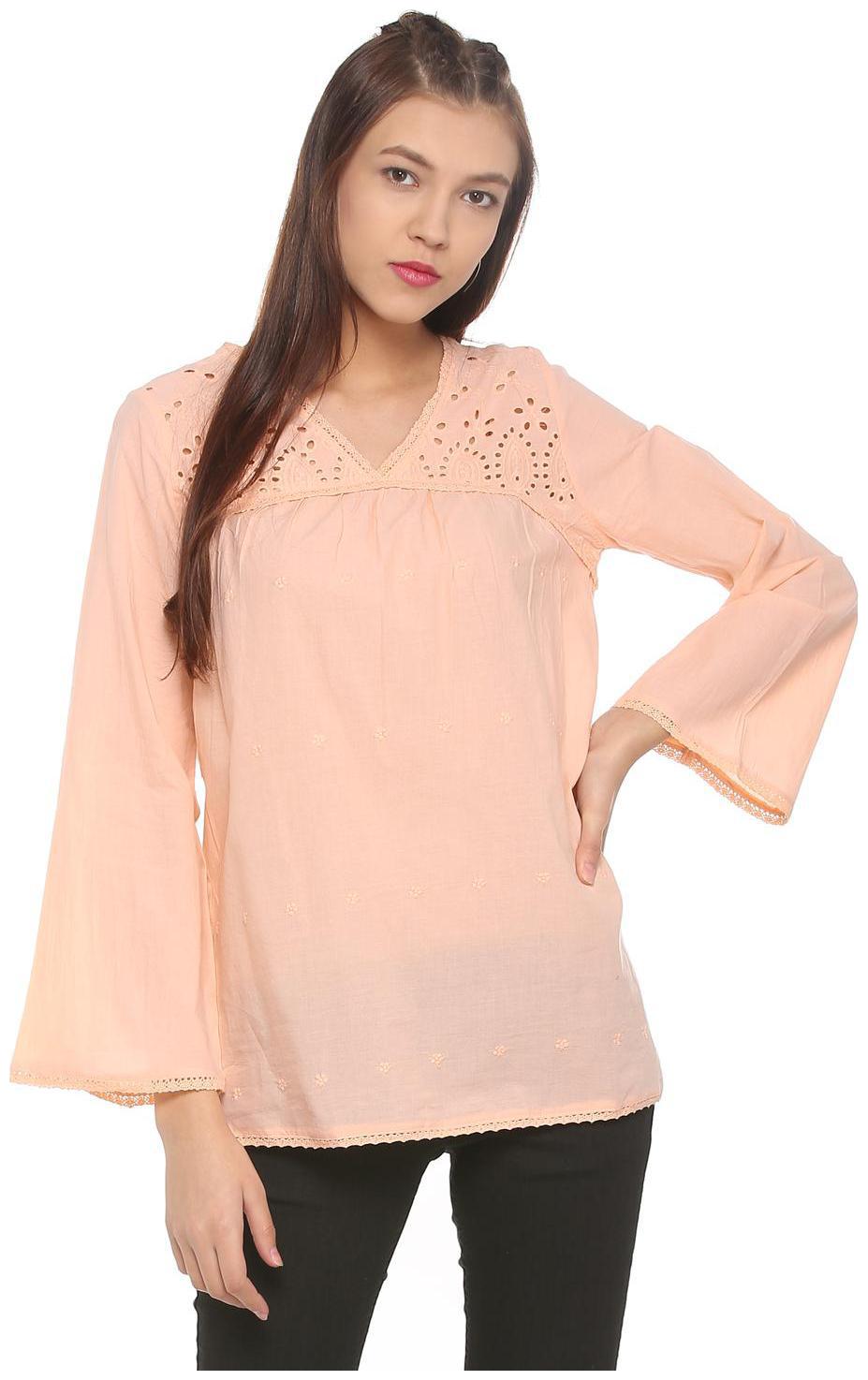 

People Women Embroidered Regular tunic - Orange