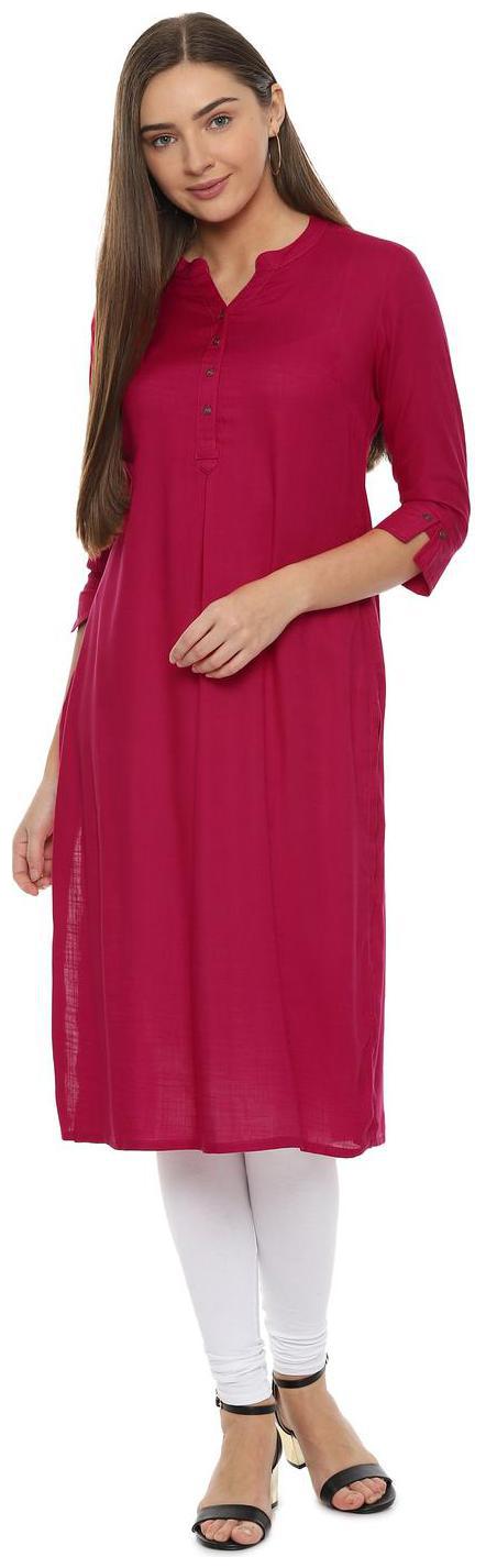

People Women Red Solid Straight Kurta