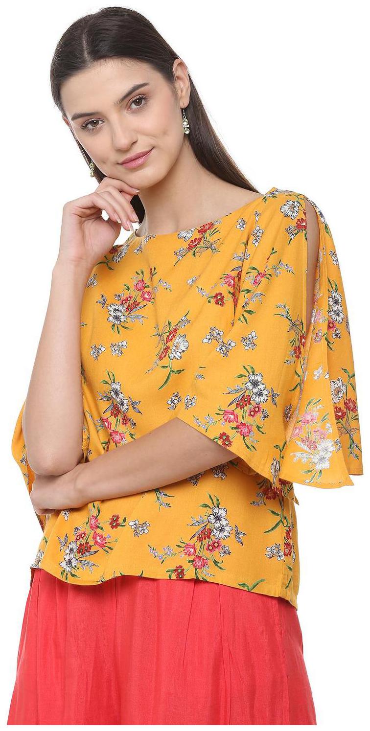 

People Women Printed Regular top - Yellow