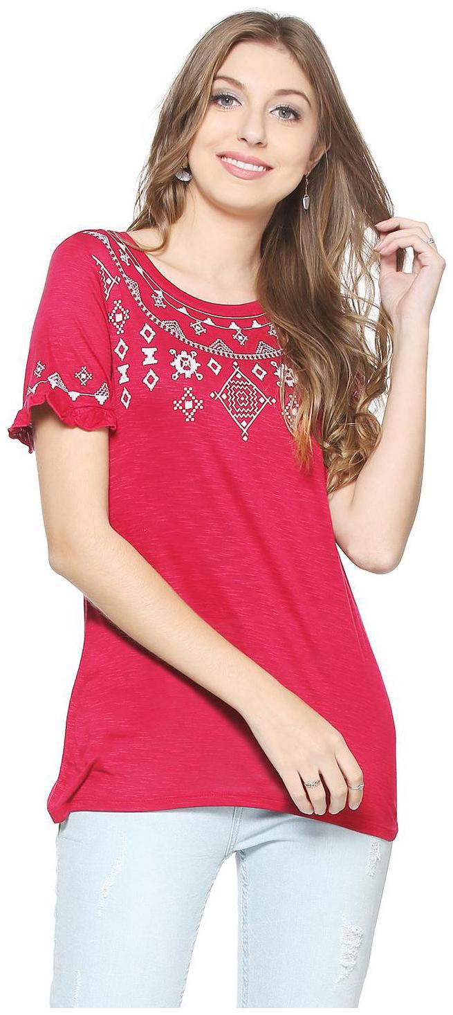 

People Women Printed Regular top - Red