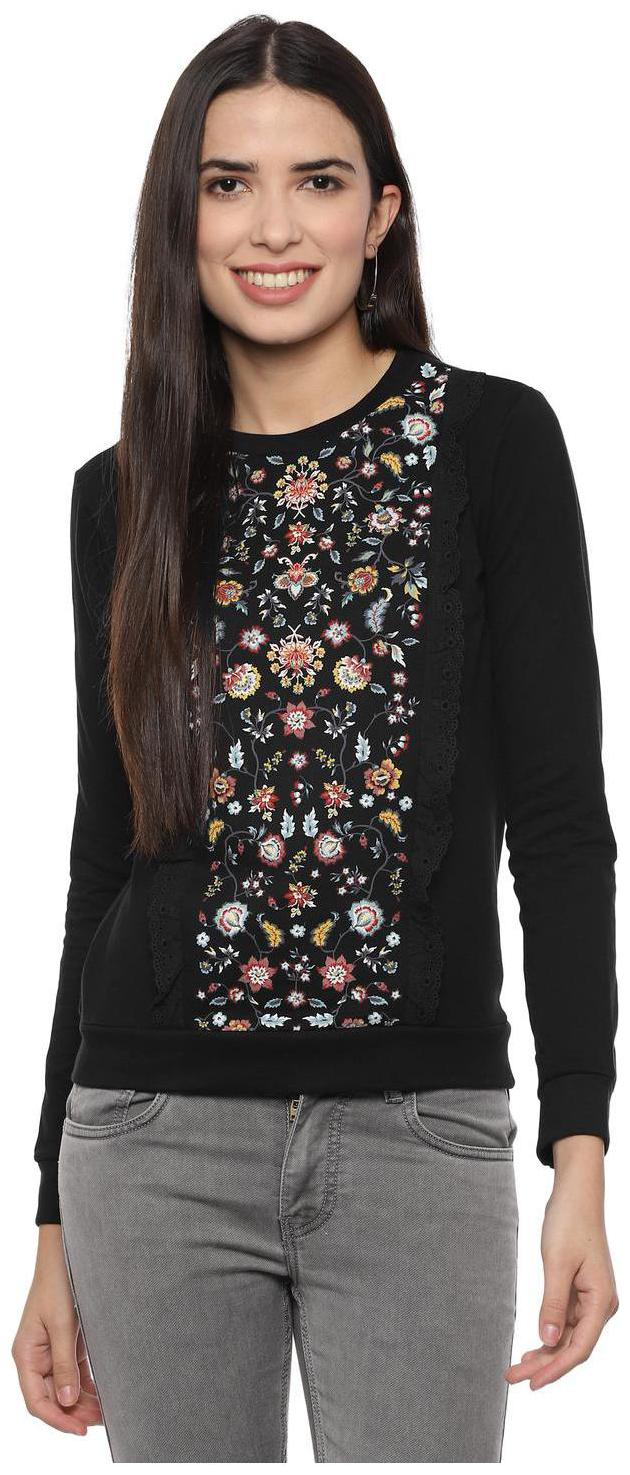 

People Women Printed Regular top - Black