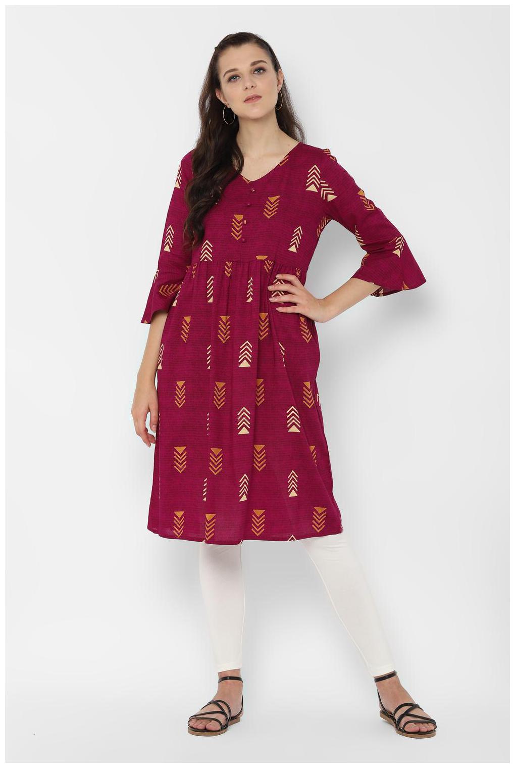 

People Women Pink Printed Anarkali Kurta