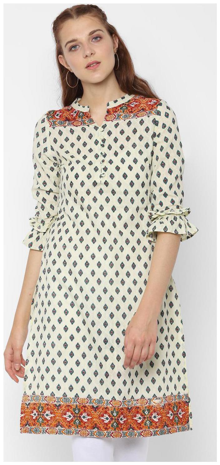 

People Women Yellow Printed Straight Kurta