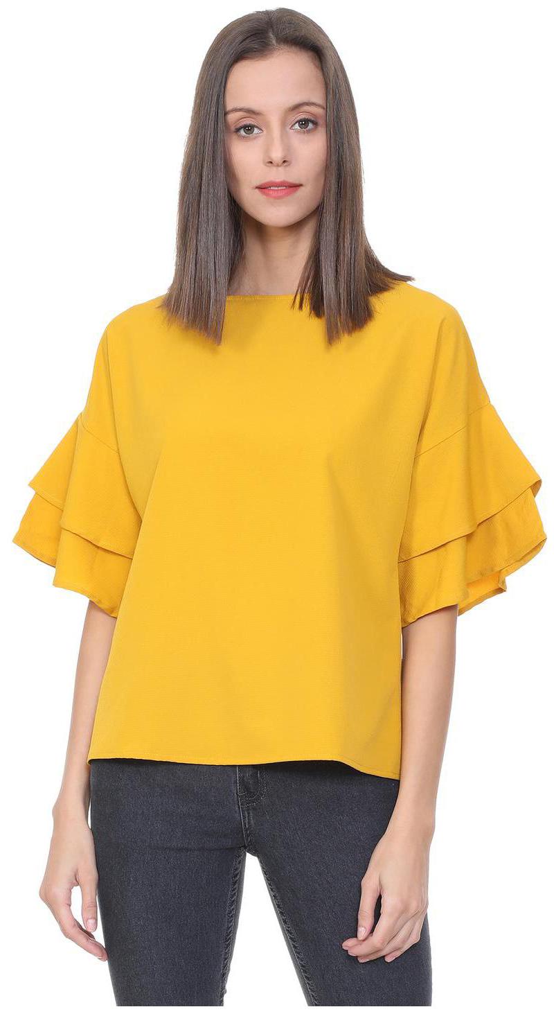 

People Women Self design Regular top - Yellow