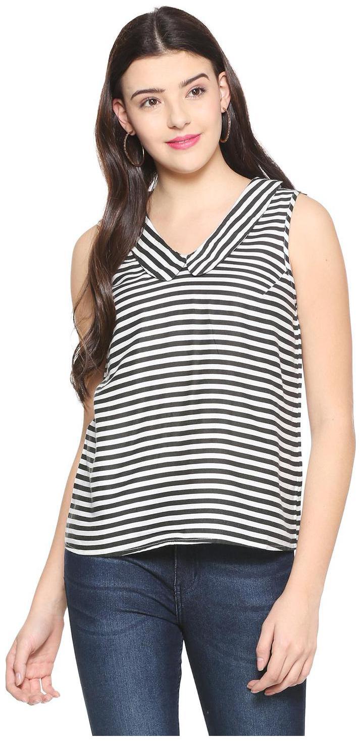 

People Women Striped Regular top - Black