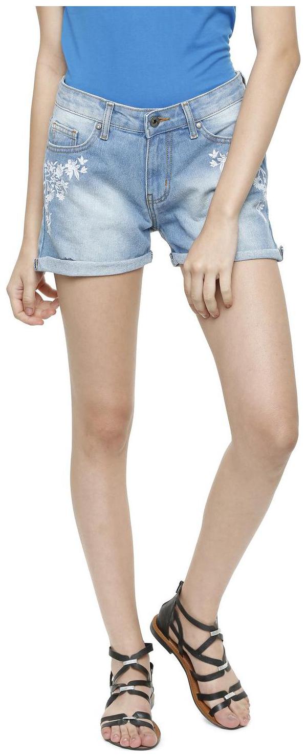 

People Women Printed Regular shorts - Blue