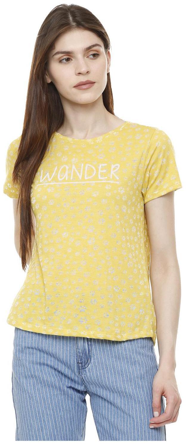 

People Women Self design Regular top - Yellow