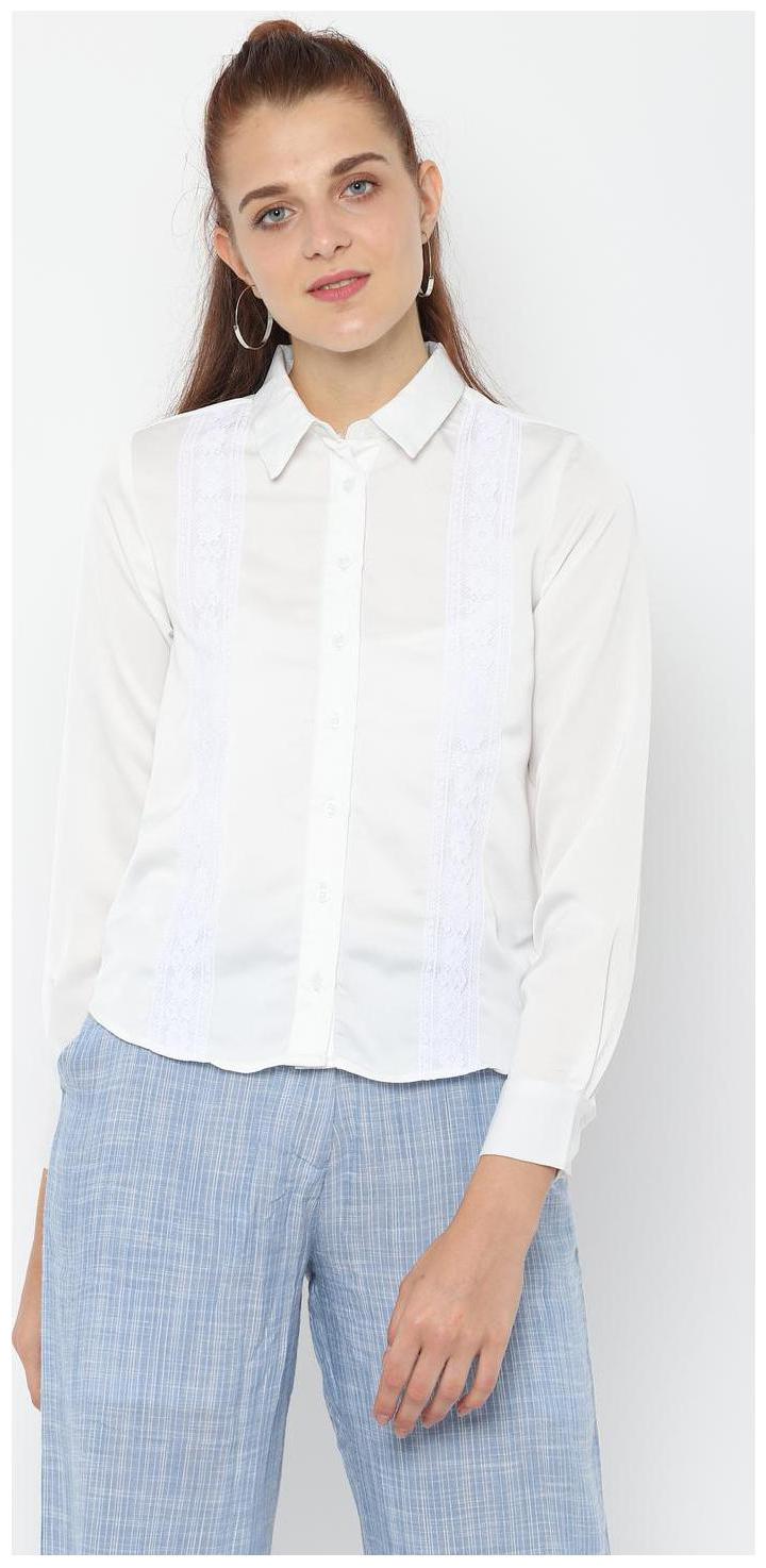 

People Women White Solid Regular Fit Shirt