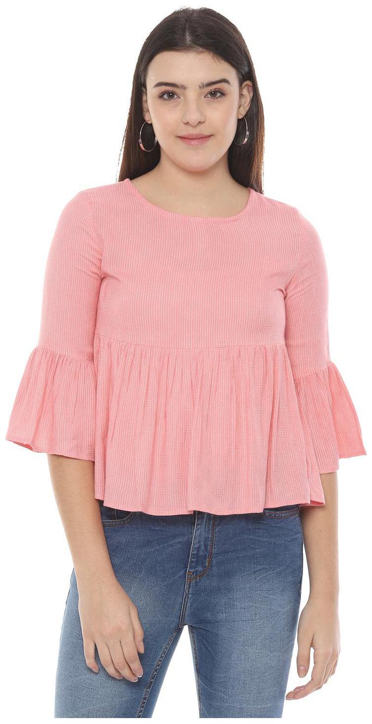 

People Women Self design Regular top - Pink