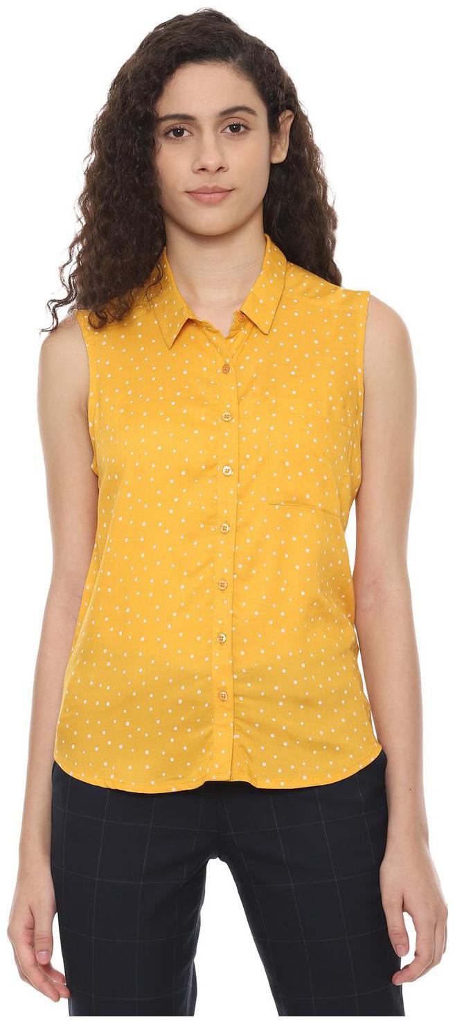 

People Women Yellow Polka Dots Regular Fit Shirt