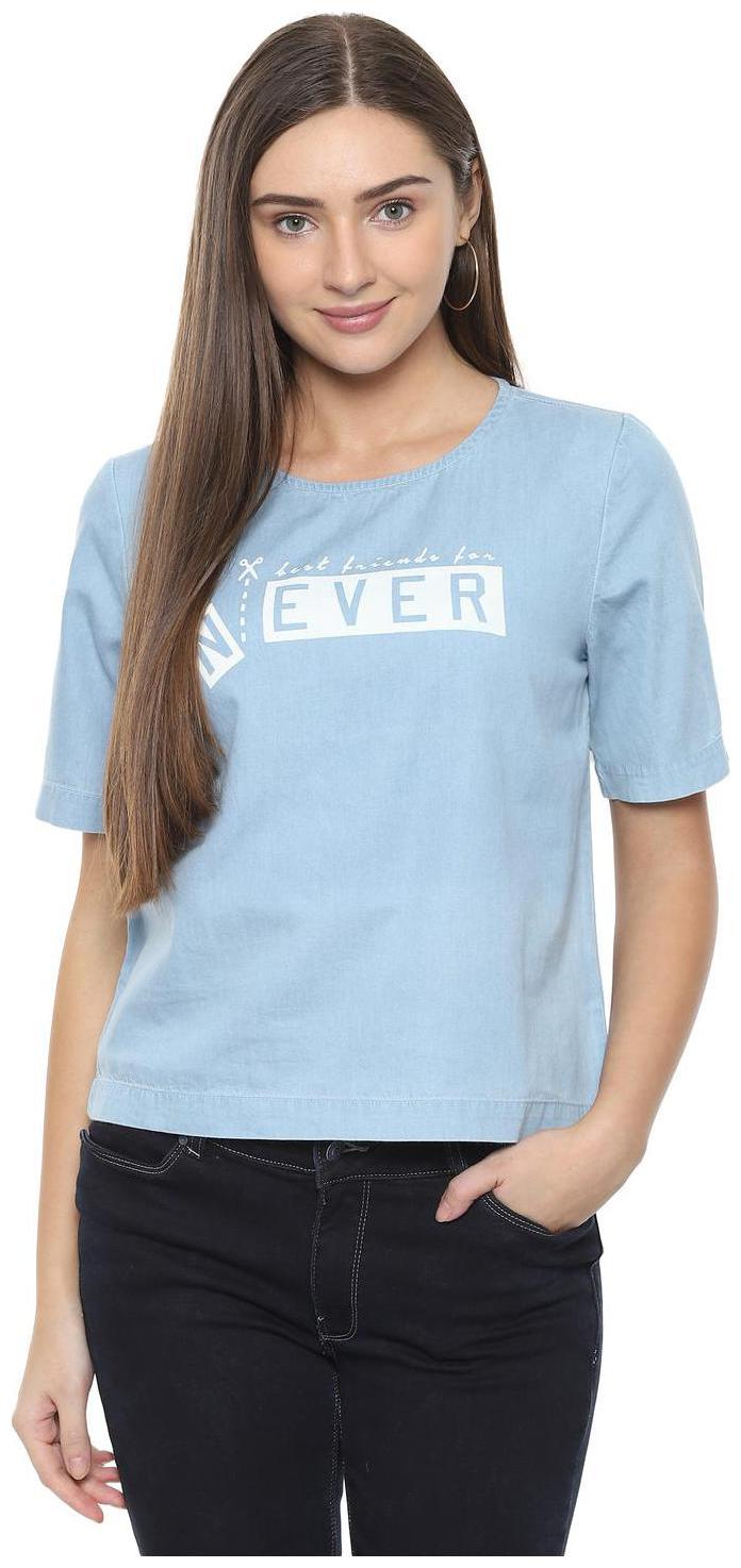 

People Women Printed Regular top - Blue
