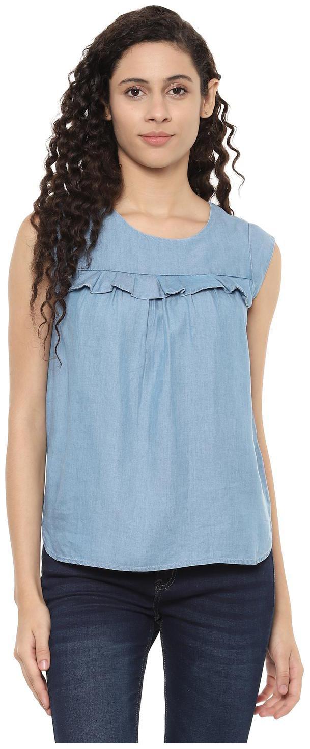 

People Women Solid Regular top - Blue