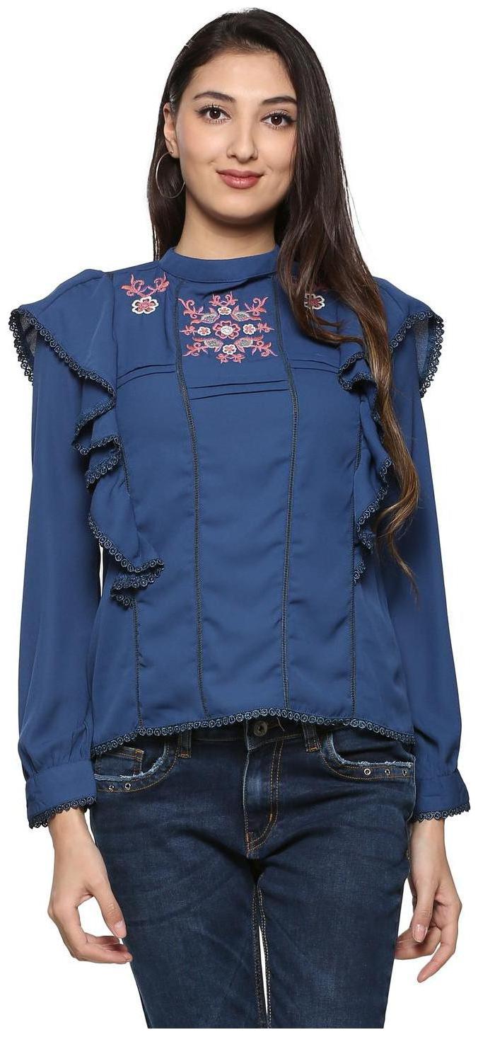 

People Women Embroidered Regular top - Blue